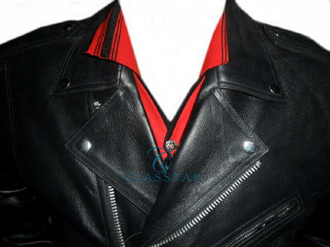 Fashion Biker Leather Jacket Black Motorcycle - Premiere Buffalo Leather Fashion Biker Leather Jacket Black Motorcycle - Premiere Buffalo Leather
