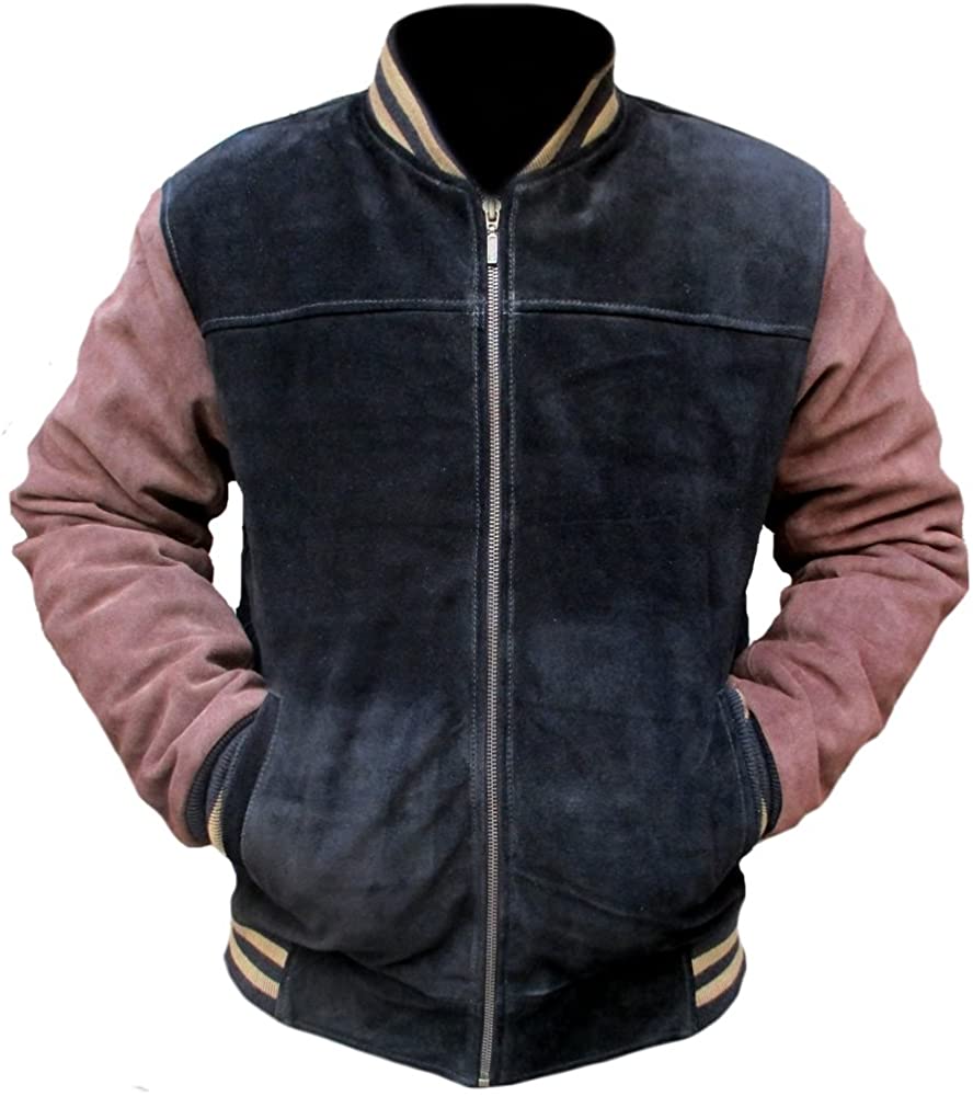 Mens suede baseball jacket hot sale