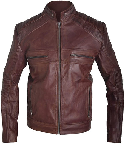 Classyak Men's Vintage Cafe Racer Biker Real Leather Jacket Classyak Men's Vintage Cafe Racer Biker Real Leather Jacket