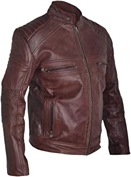 Classyak Men's Vintage Cafe Racer Biker Real Leather Jacket Classyak Men's Vintage Cafe Racer Biker Real Leather Jacket
