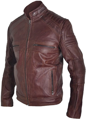 Classyak Men's Vintage Cafe Racer Biker Real Leather Jacket Classyak Men's Vintage Cafe Racer Biker Real Leather Jacket