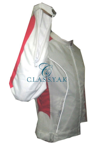 Women Motorcycle Jacket Heart Design White Biker Jacket Water Proof - Dobie