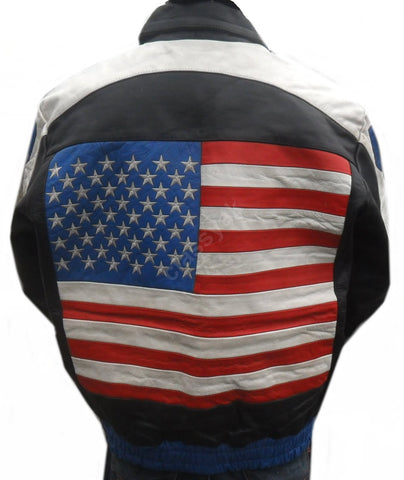 Classyak Real Leather Fashion Moto Jacket with USA Flag, High Quality, Xs-5xl Classyak Real Leather Fashion Moto Jacket with USA Flag, High Quality, Xs-5xl