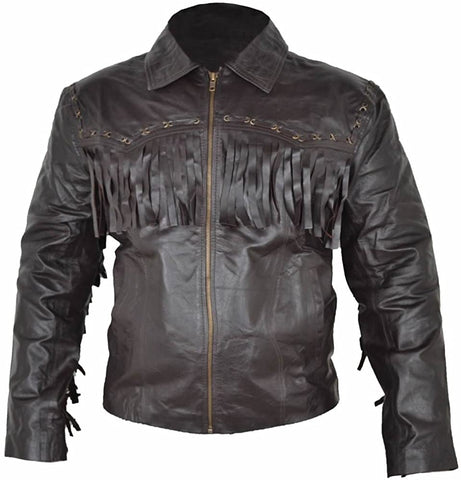 Classyak Men's Western Genuine Leather Fringed Biker Racer Jacket Classyak Men's Western Genuine Leather Fringed Biker Racer Jacket