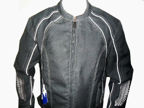 Motorcycle Jacket Flying Love Black Dobie Fabric Motorcycle Jacket Flying Love Black Dobie Fabric