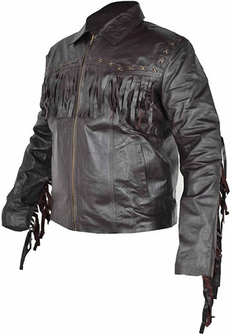 Classyak Men's Western Genuine Leather Fringed Biker Racer Jacket Classyak Men's Western Genuine Leather Fringed Biker Racer Jacket