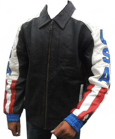 Classyak Real Leather Fashion Moto Jacket with USA Flag, High Quality, Xs-5xl Classyak Real Leather Fashion Moto Jacket with USA Flag, High Quality, Xs-5xl