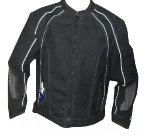 Motorcycle Jacket Flying Love Black Dobie Fabric Motorcycle Jacket Flying Love Black Dobie Fabric