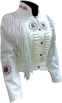 Classyak Women's Western Fringed, Boned and Beaded Jacket