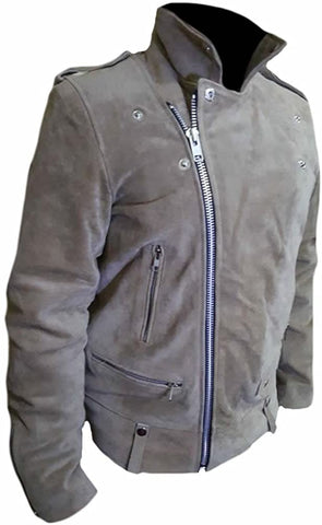 Classyak Men's Fashion Brando Style Suede Leather Biker Jacket