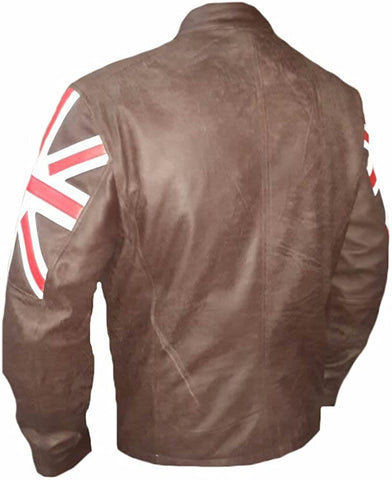 Classyak Men's Fashion Café Racer UK Flag Real Leather Jacket Classyak Men's Fashion Café Racer UK Flag Real Leather Jacket