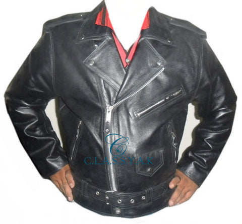 Fashion Biker Leather Jacket Black Motorcycle - Premiere Buffalo Leather Fashion Biker Leather Jacket Black Motorcycle - Premiere Buffalo Leather