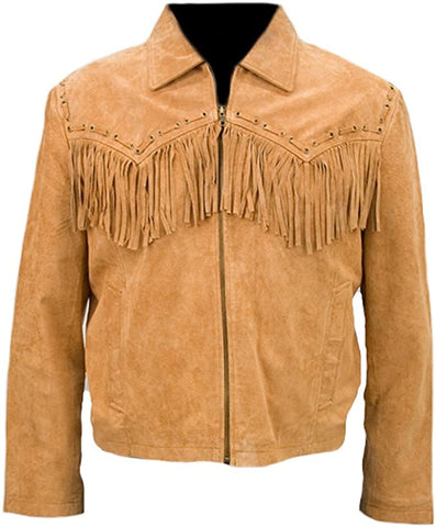Classyak Men Cowboy Suede Leather Coat