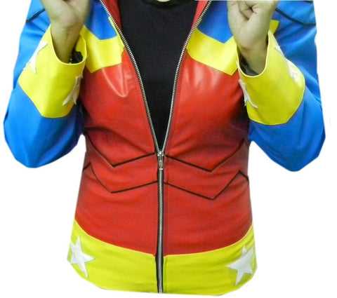 Classyak Wonder Woman Faux / Artificial Leather Jacket
