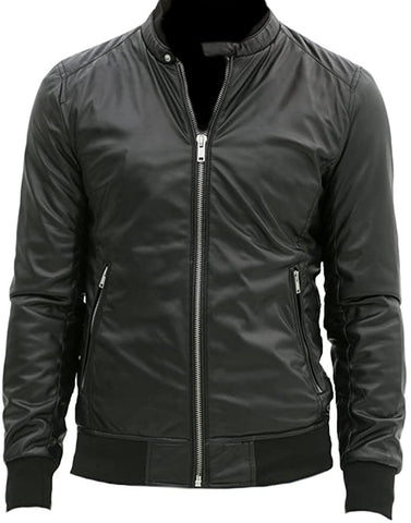 Classyak Men's Fashion Slimfit Bomber Real Leather Jacket
