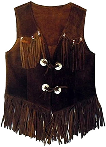 Classyak Women's Western Suede Leather Vest