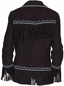 Classyak Women's Western Style Cowgirl Suede Leather Quality Fringed Jacket