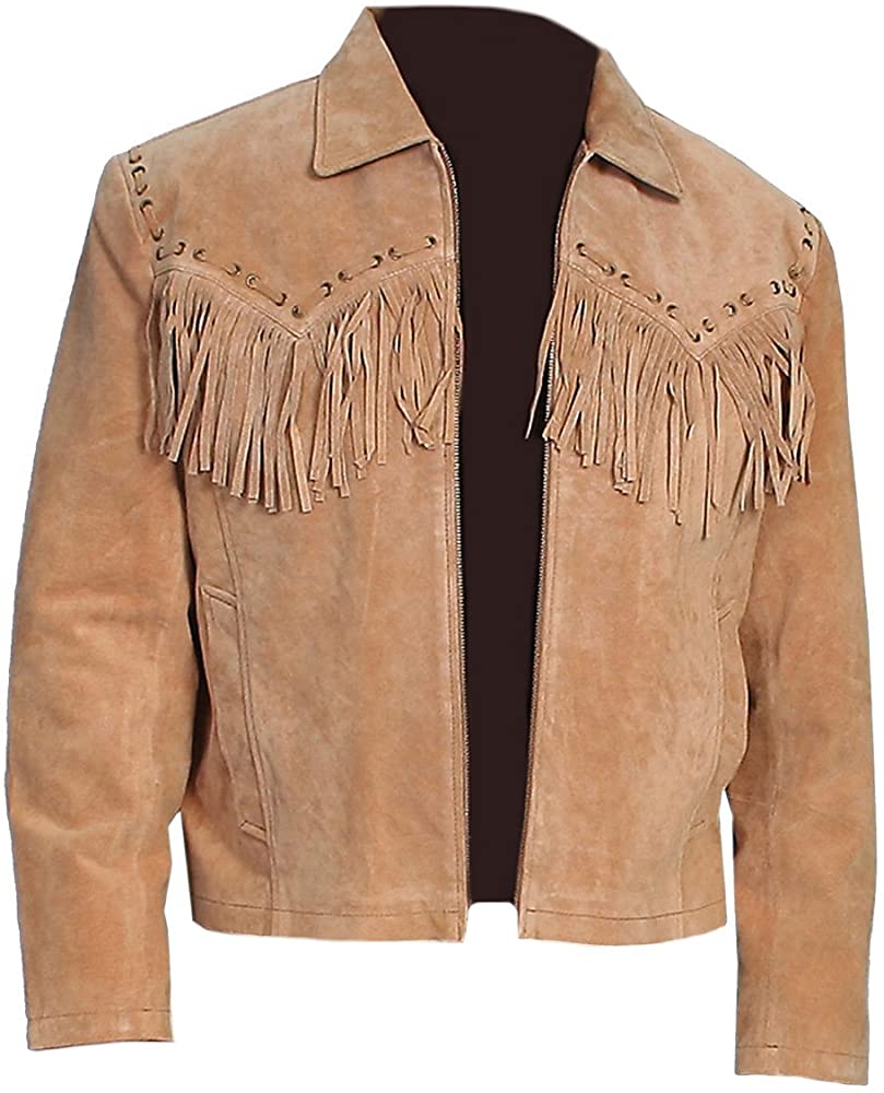 Classyak Men's Western Cowboy Suede Leather Jacket