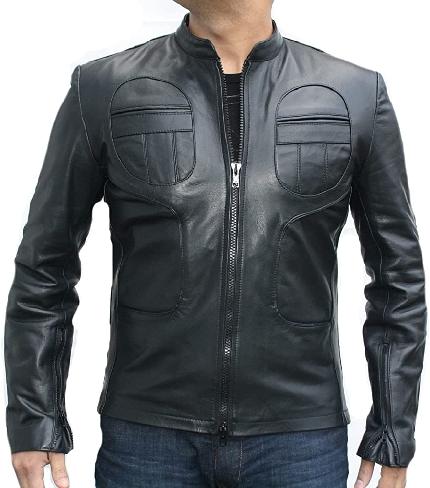 Classyak Men Fashion Genuine Sheep Leather Jacket Black Point