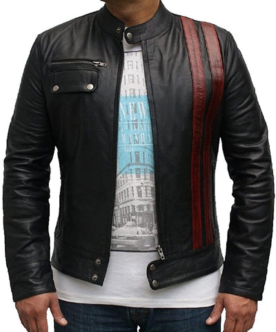 Classyak Men Fashion Black Genuine Leather Moto Jacket