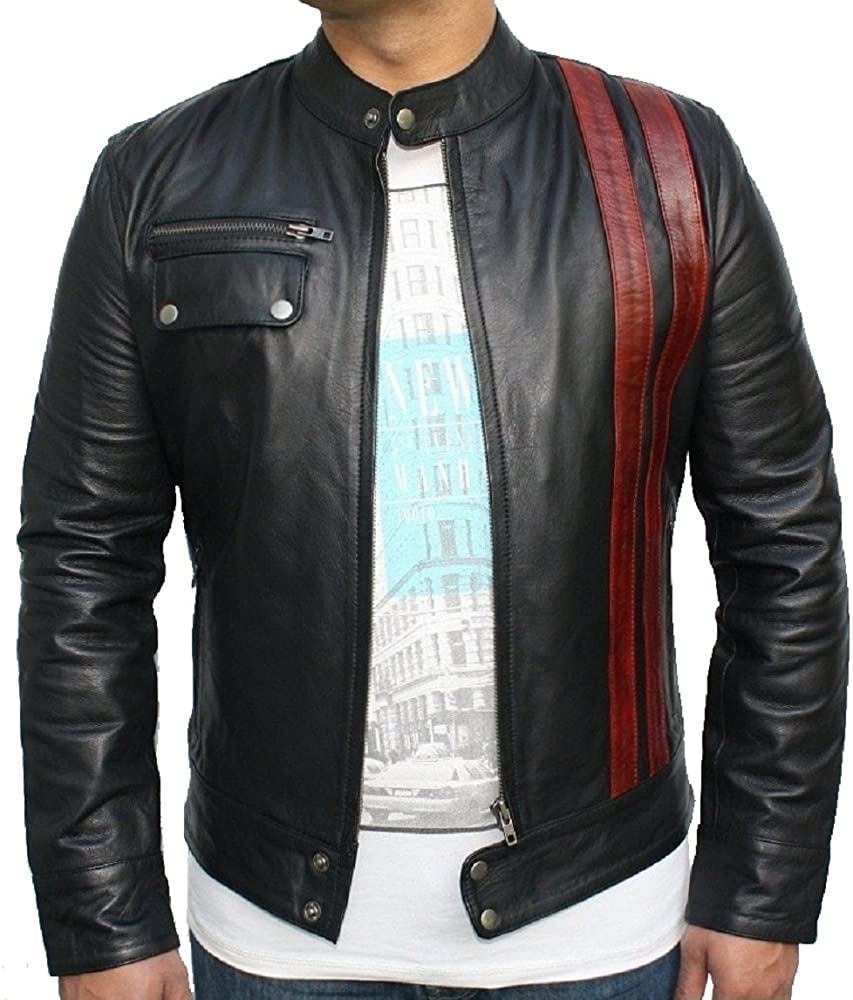 Classyak Men Fashion Black Genuine Leather Moto Jacket