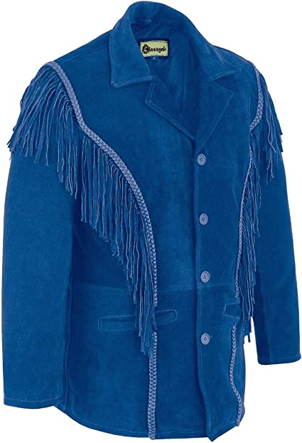 Classyak Cowboy Leather Jackets for Men Fringed Western Coat