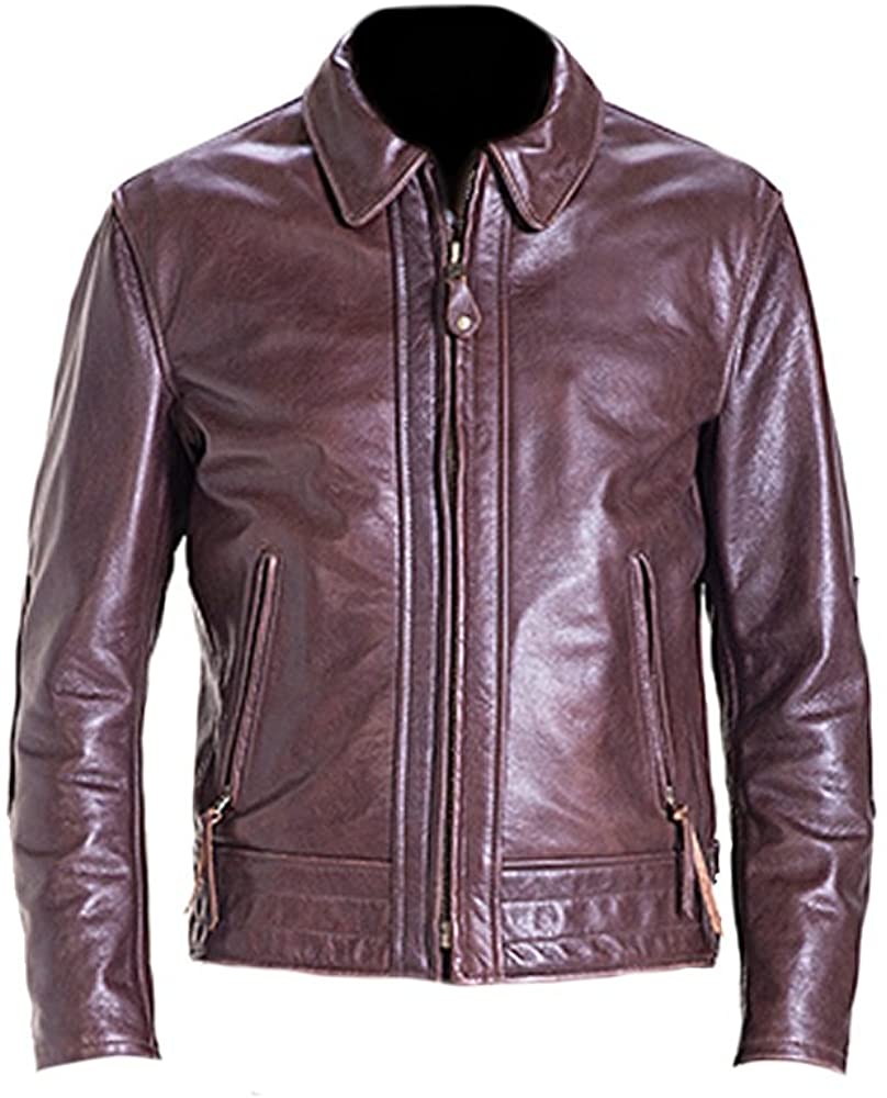 Classyak Men's Vintage Leather Biker Jacket
