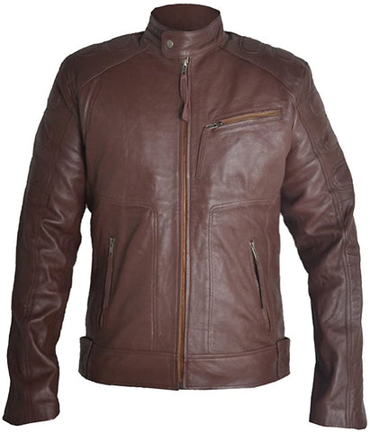 Classyak Men's Biker Vintage Cafe Racer Real Leather Jacket