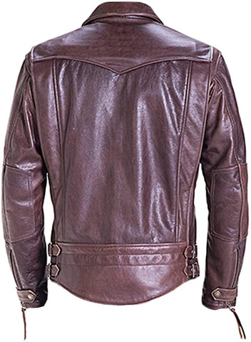 Classyak Men's Vintage Leather Biker Jacket