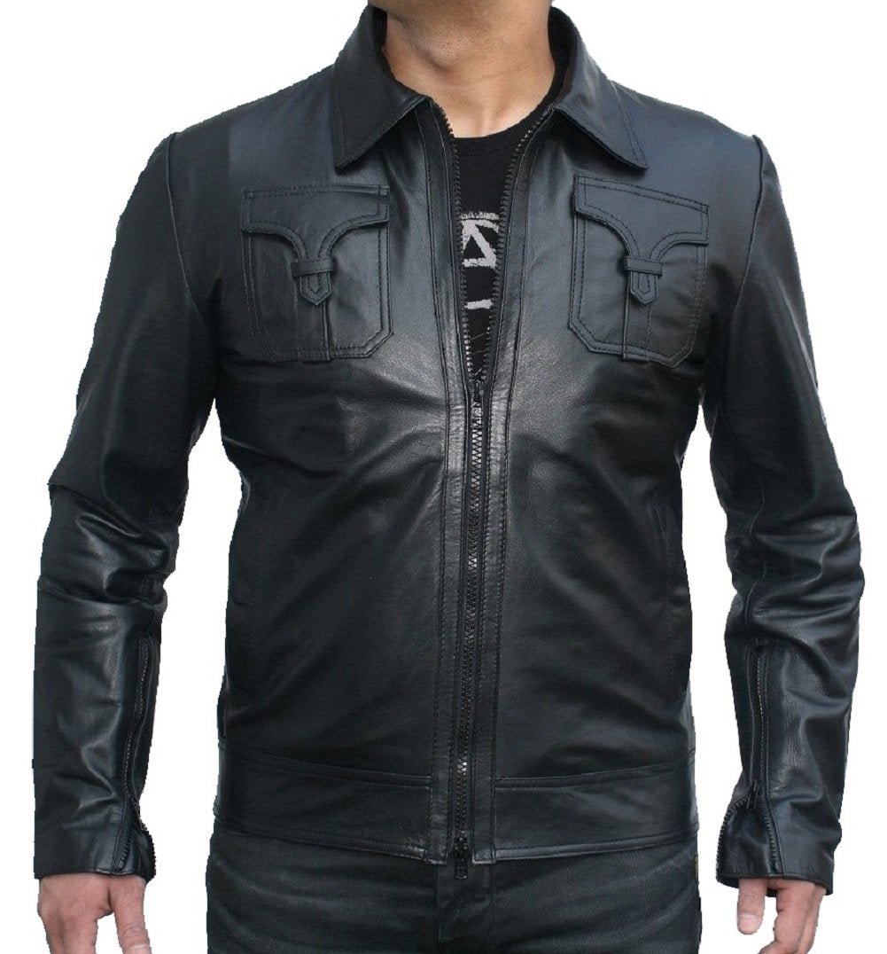 Classyak Men Fashion Original Sheep Leather Jacket Black Mamba
