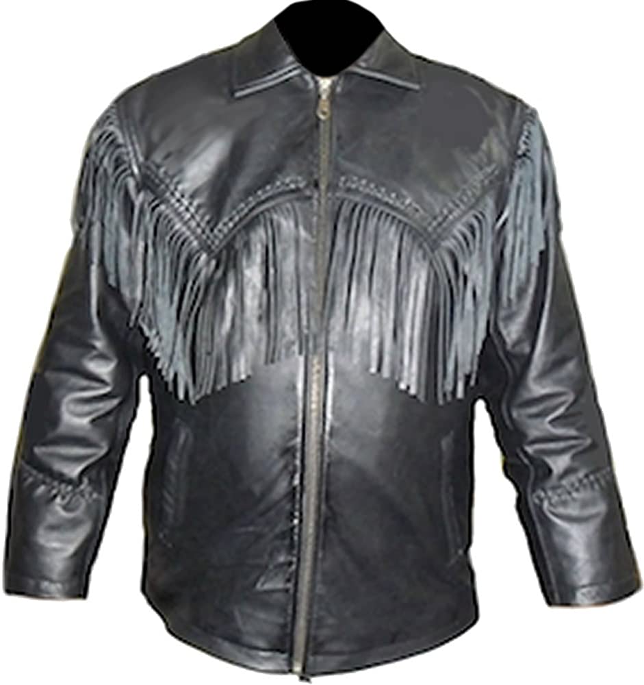 Classyak Men's Western Cowboy Real Leather Jacket