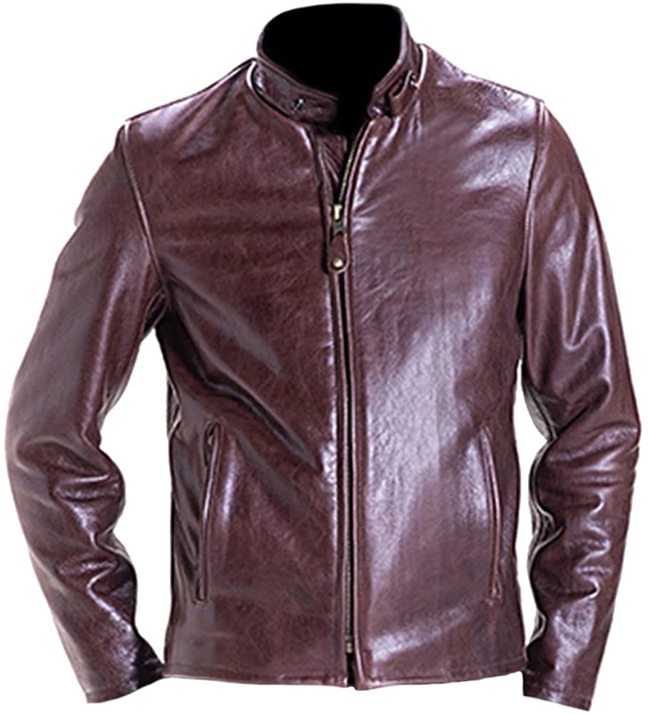 Classyak Men's Vintage Racer Cow Leather Jacket