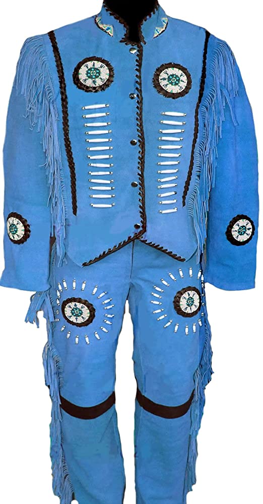Classyak Men's Western Cowboy Turquoise Suit