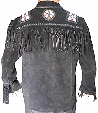Classyak Men's Western Fringed Leather Jacket
