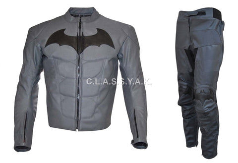 Classyak Men's Dark Real Leather Knight Suit Grey