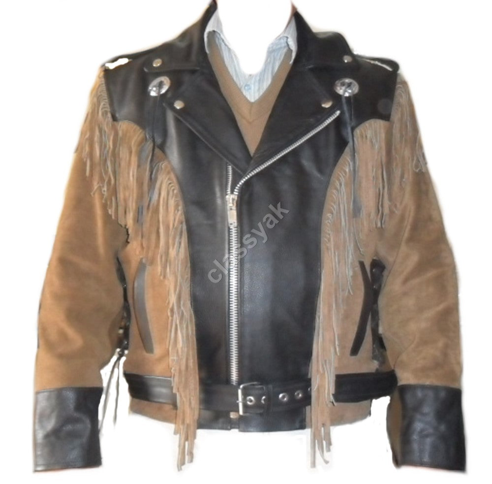 Classyak Western Leather Motorbike Style Jacket, Quality Suede & Cowhide, Xs-5xl