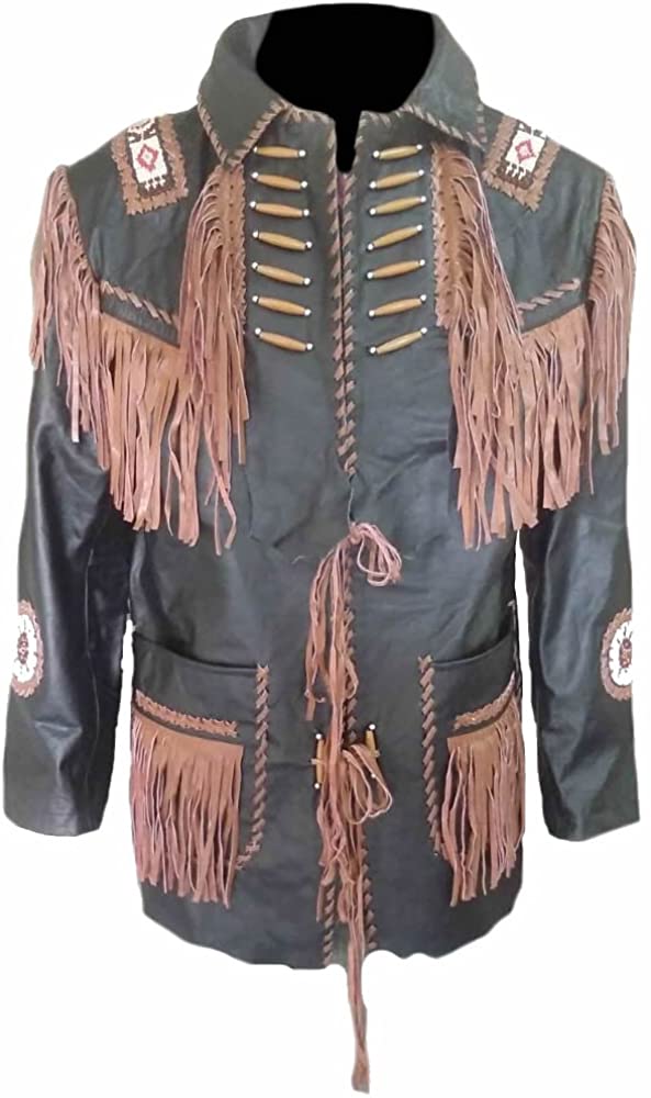 Classyak Men's Western Fringed Real Leather Jacket