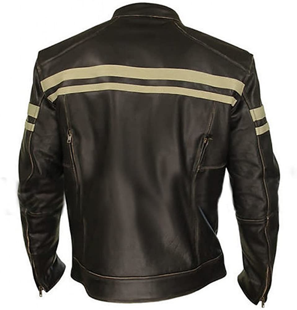 Classyak Men's Fashion Biker Leather Jacket Black