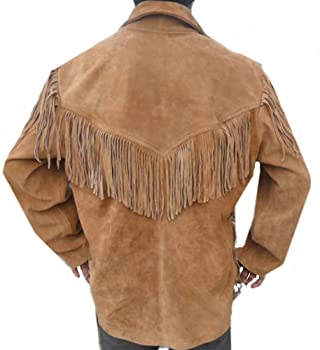 Classyak Leather Western Shirt, Fringes in Front, Back & Shoulders