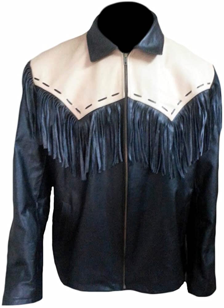 Classyak Men's Western Stylish Real Leather Fringed Jacket