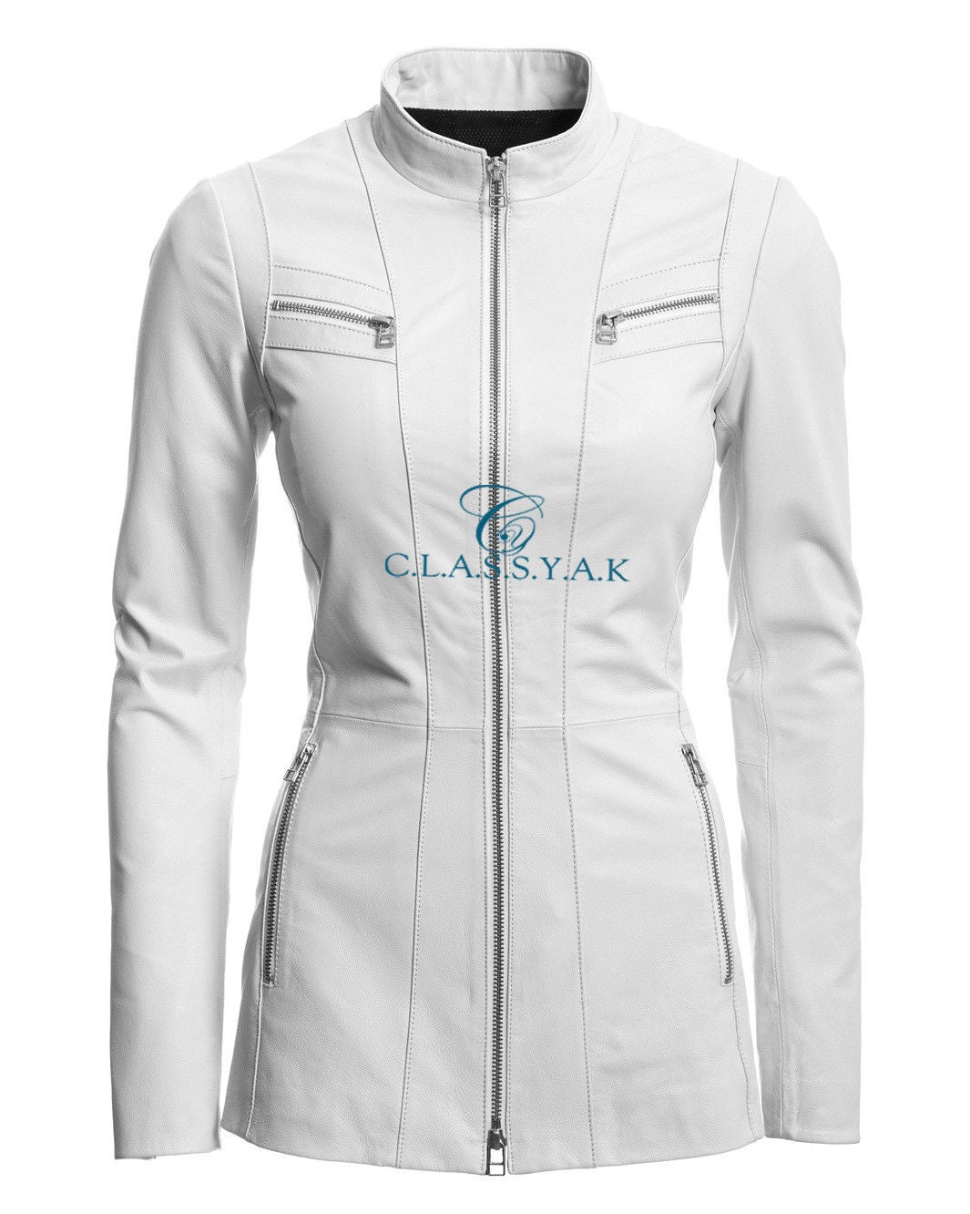 Women Fashion Genuine Leather Coat White Jacket - Sheep Nappa