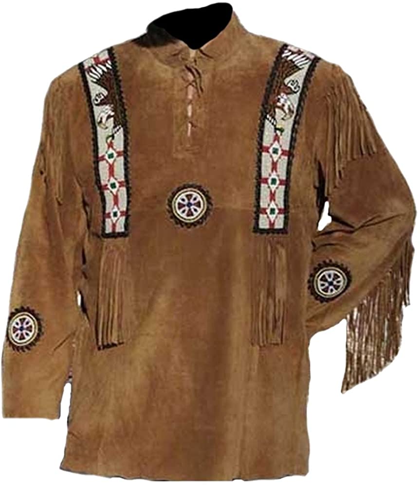 Classyak Men's Cowboy Indian Tribal Eagle Shirt