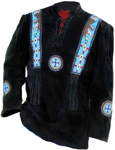 Classyak Men's Cowboy Indian Tribal Eagle Shirt