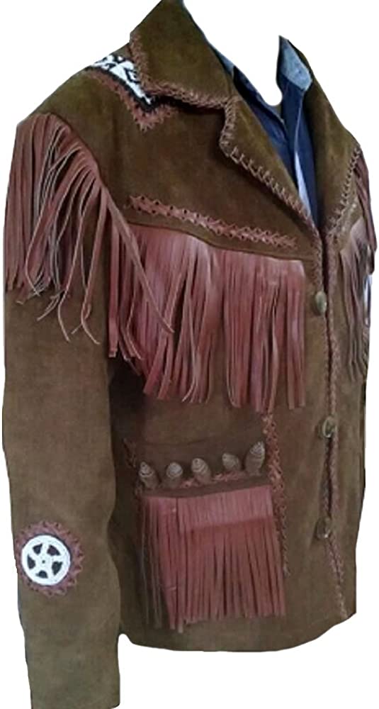 Classyak Men's Western Cowboy Leather Jacket