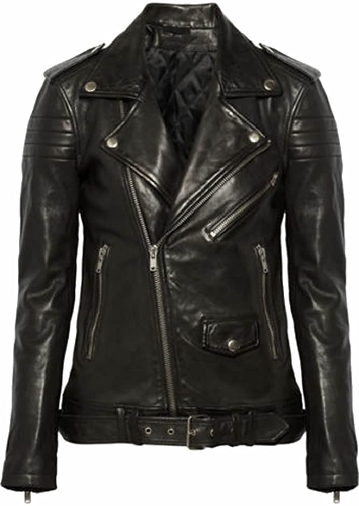 Classyak Women's Fashion Brando Style Real Leather Jacket