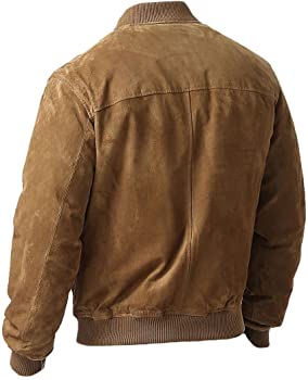 Classyak Men's Fashion Suede Leather Bomber Jacket