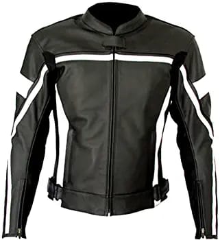 Classyak Men's Real Leather Cowhide Motorcycle Racing Jacket
