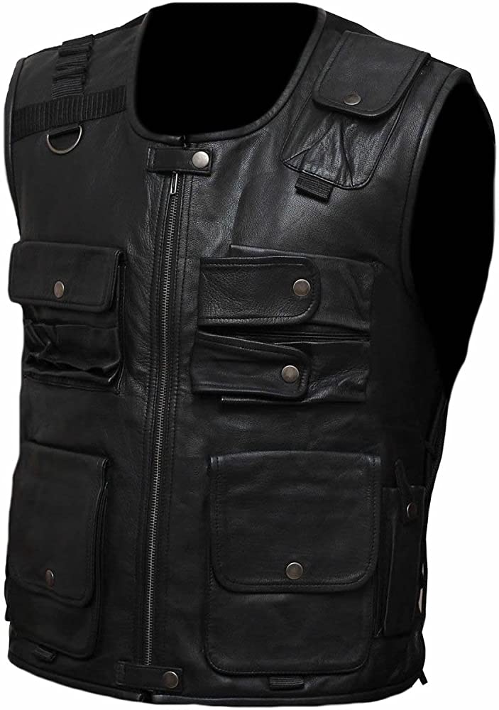 Classyak Men's Fashion Roman Real Leather Tactical Vest