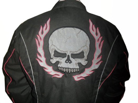 Classyak Men's Biker Cordura Skull Eye Leather Jacket