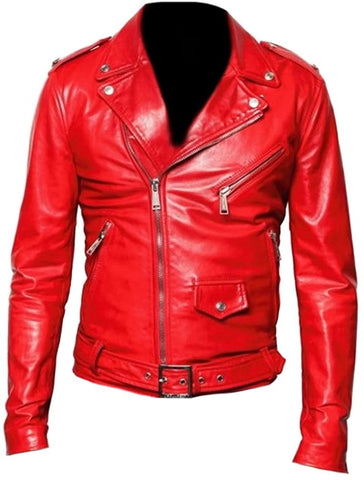 Classyak Men's Fashion Brando Style Real Leather Moto Jacket